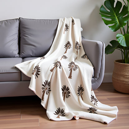 Hand-Knitted All Season Throw Blanket – Slub Cotton | White | 80x52 Inches