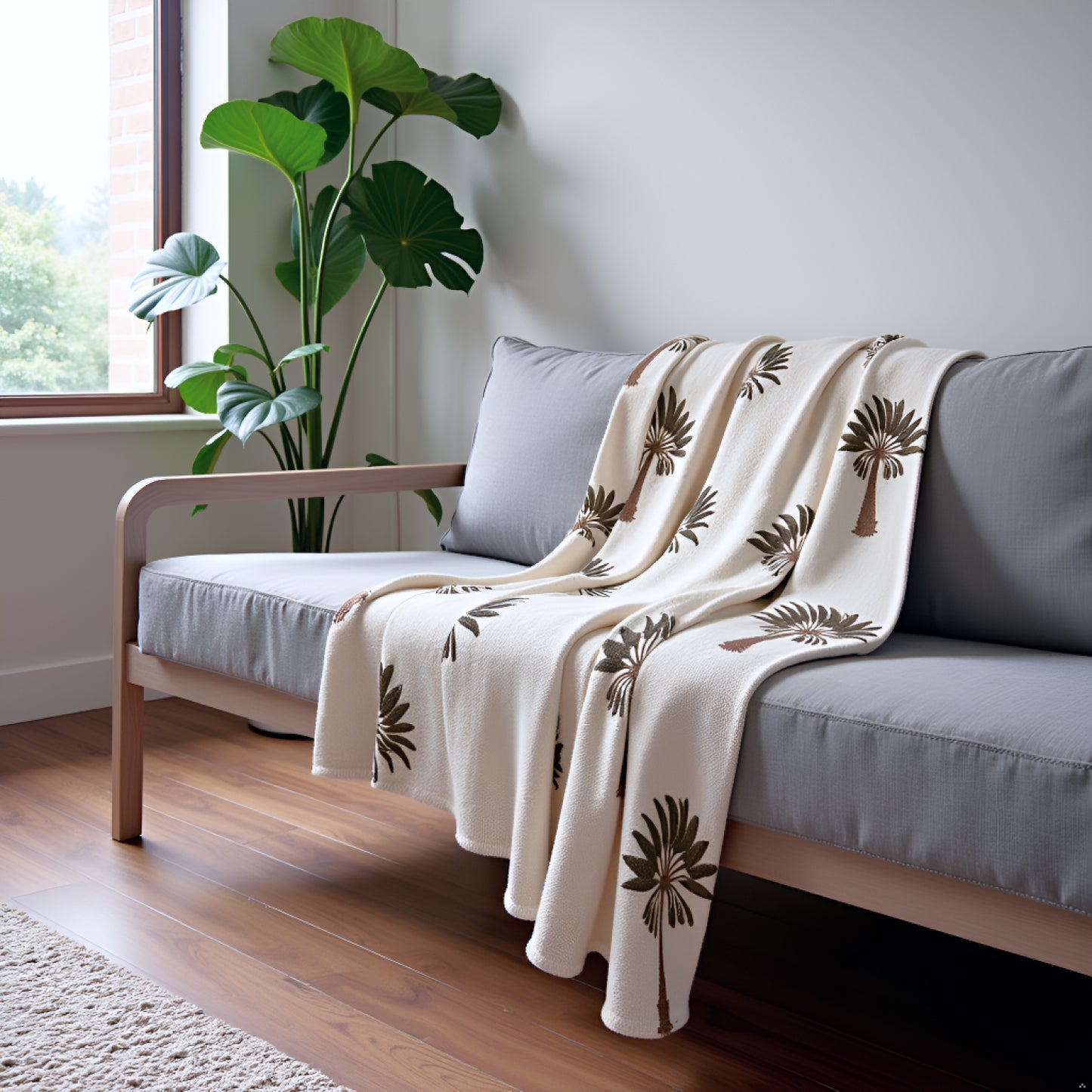 Hand-Knitted All Season Throw Blanket – Slub Cotton | White | 80x52 Inches