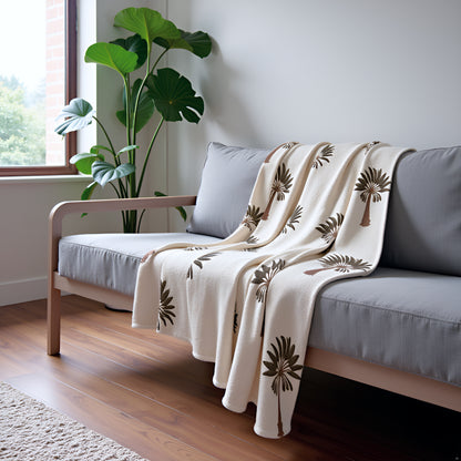 Hand-Knitted All Season Throw Blanket – Slub Cotton | White | 80x52 Inches