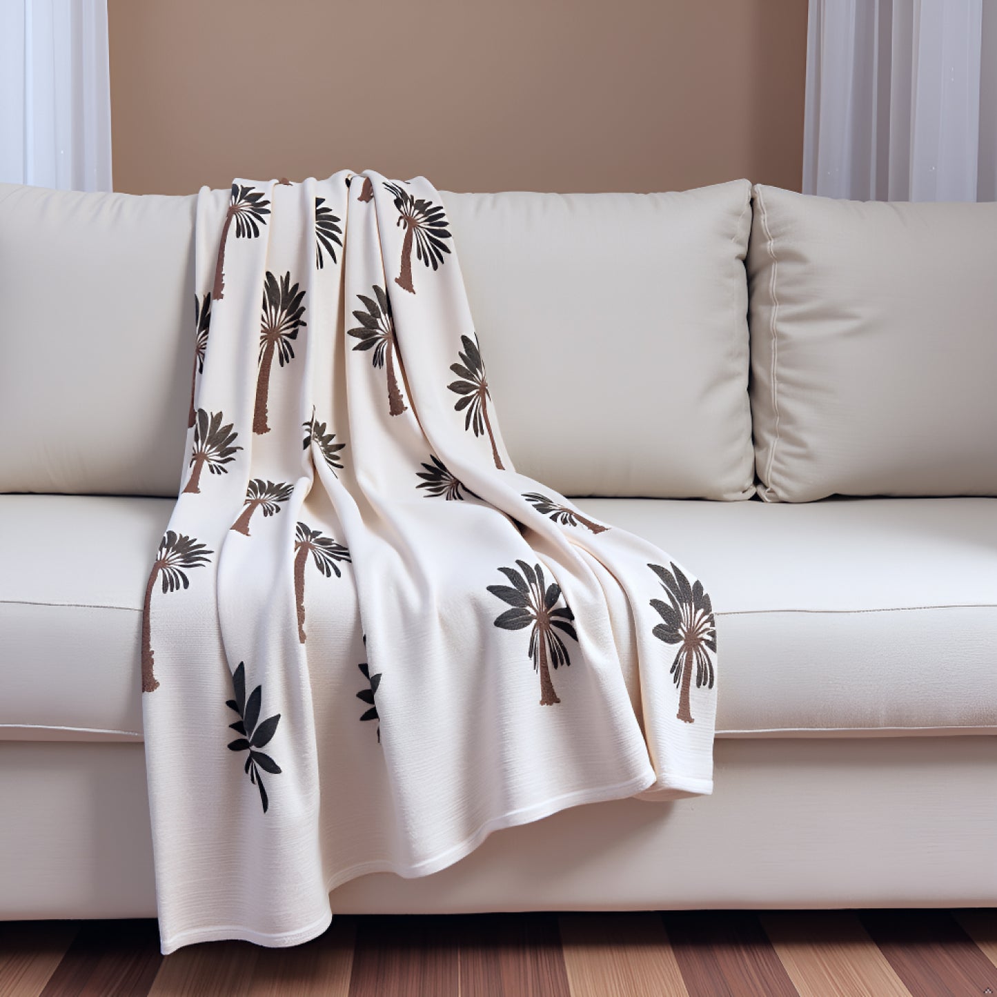 Hand-Knitted All Season Throw Blanket – Slub Cotton | White | 80x52 Inches