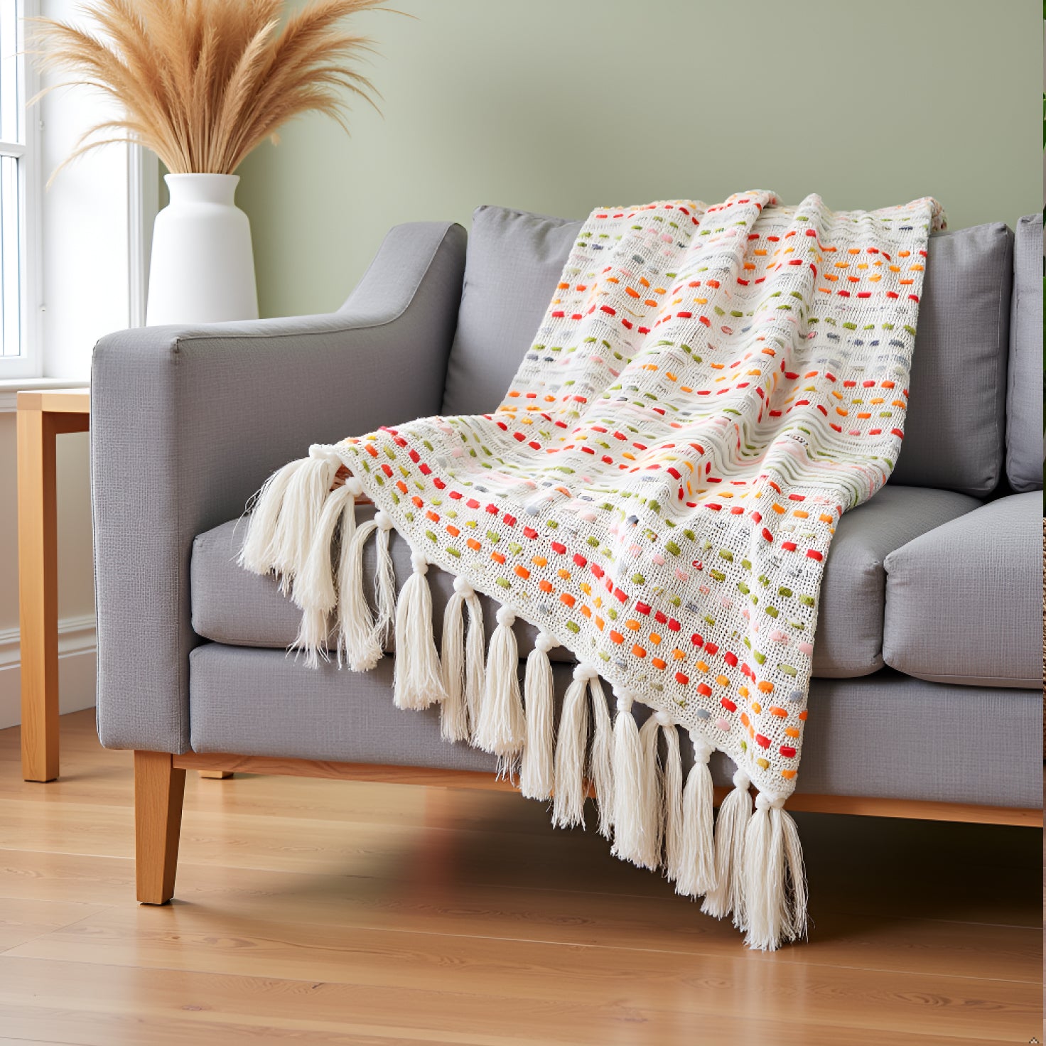 Pure Cotton Parchment Multi Throw