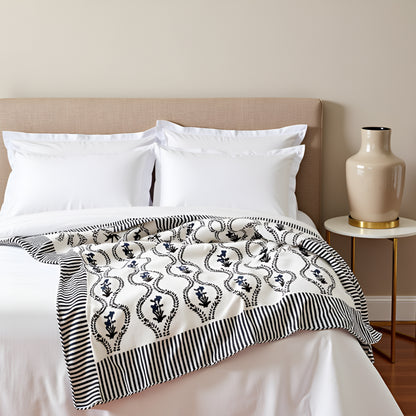 SAJAVAT HOME Hand-Knitted All Season Throw Blanket – Slub Cotton | White | 80x52 Inches