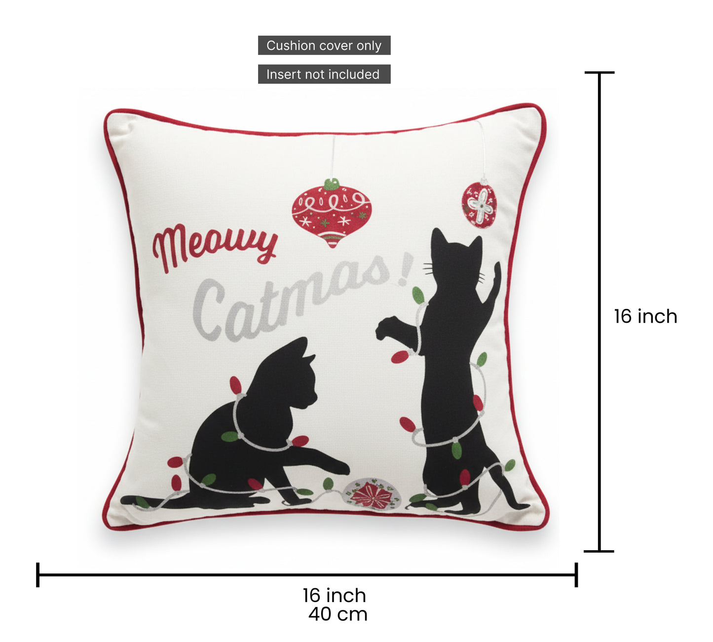 Printed White Cushion Cover 16"x16"