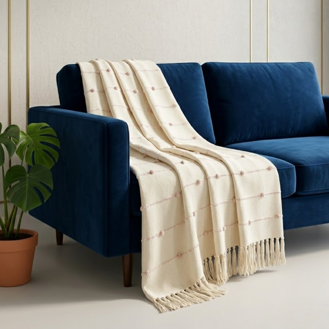 Beige & Pink Throw