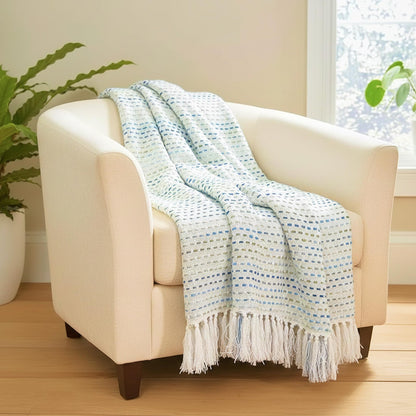 Slub Cotton White Throw