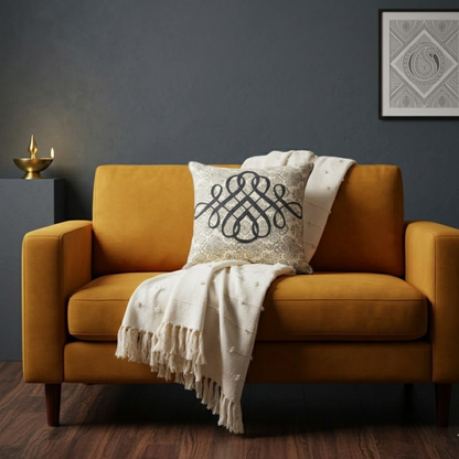 Beige Sofa Throw & Cushion Cover