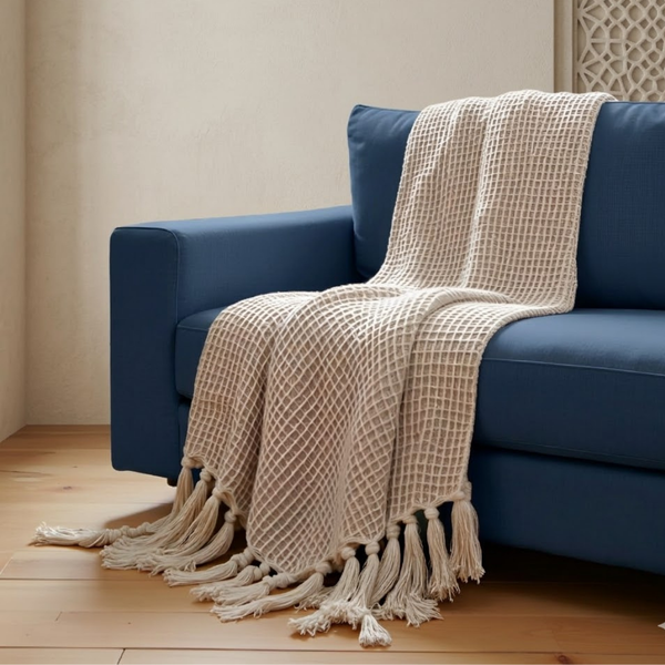 Honeycomb Light Fawn Beige Throw