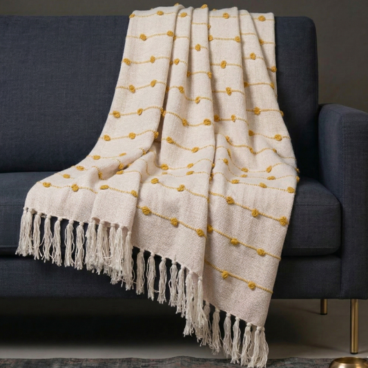 Beige & Yellow Throw