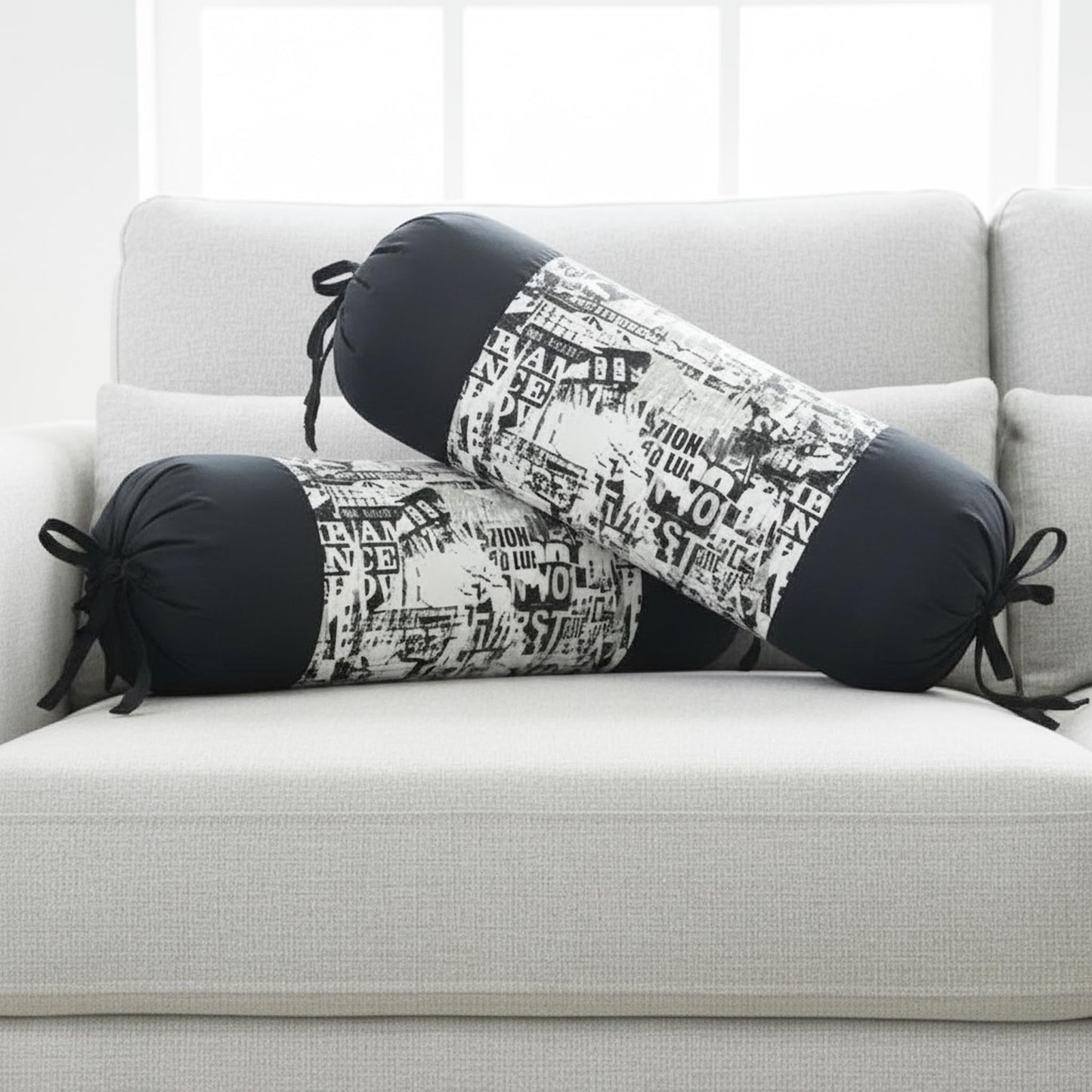 Black Printed Bolster Cover