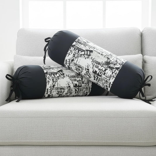 Black Printed Bolster Cover