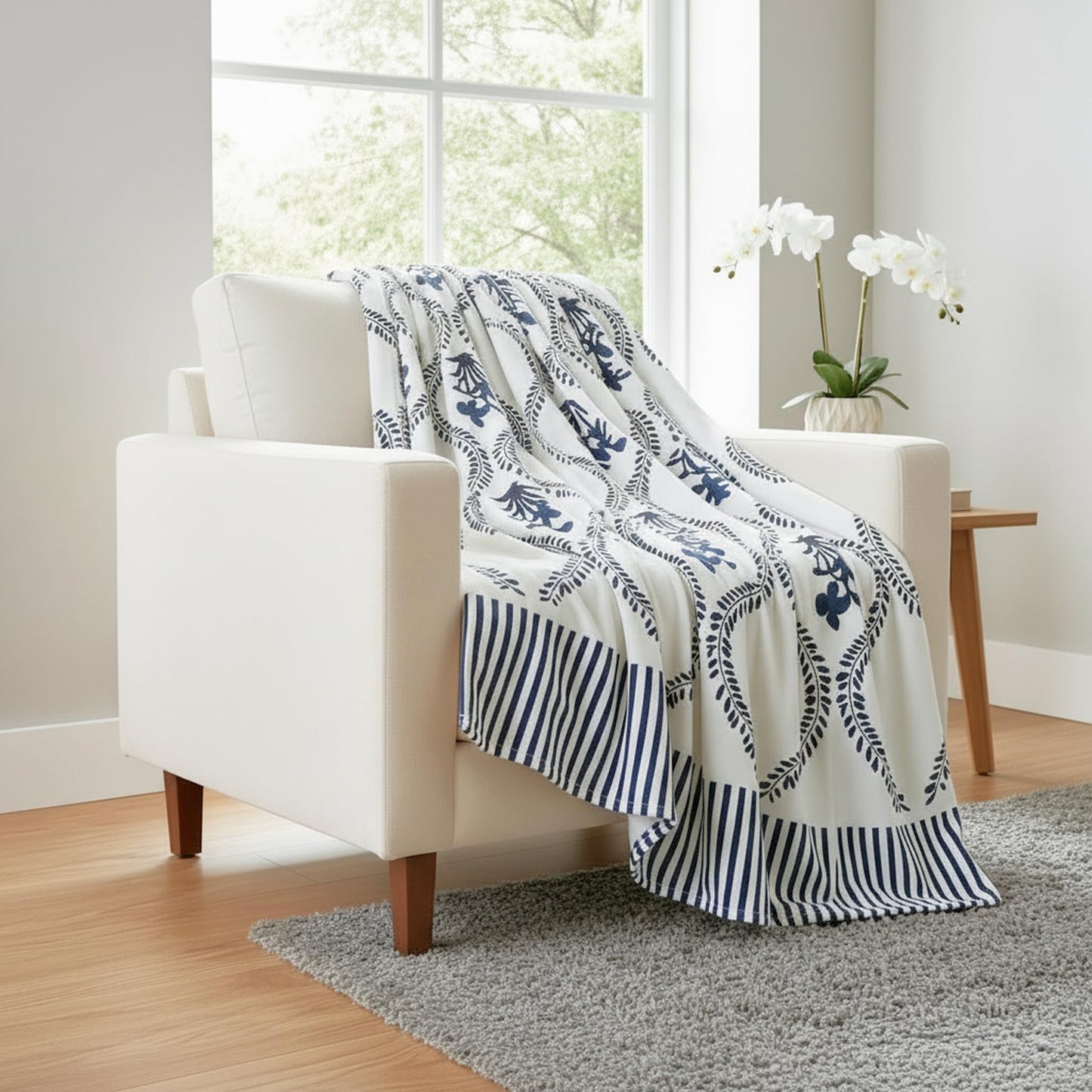 Slub Cotton White Throw