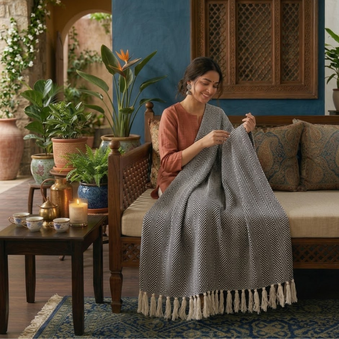 Brown Beige Throw