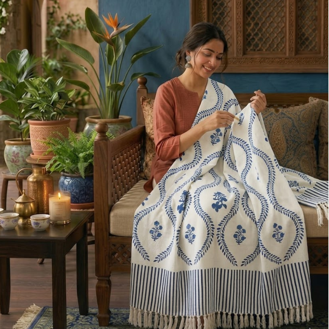 Slub Printed Throw