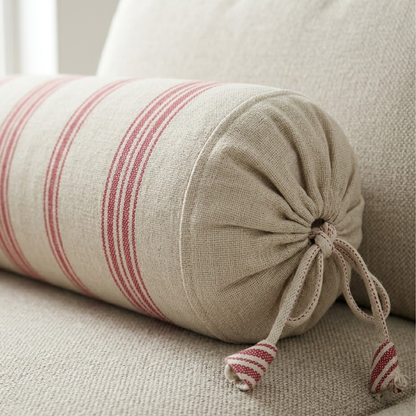 Red Stripped with Beige bolster cover