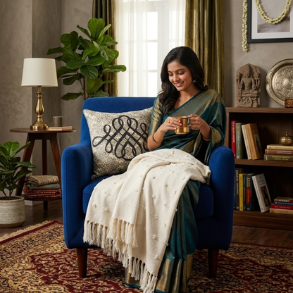 Beige Sofa Throw & Cushion Cover