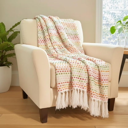 Slub Cotton White Throw