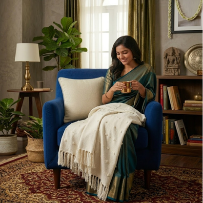 Beige Throw & 2 Cushion Covers