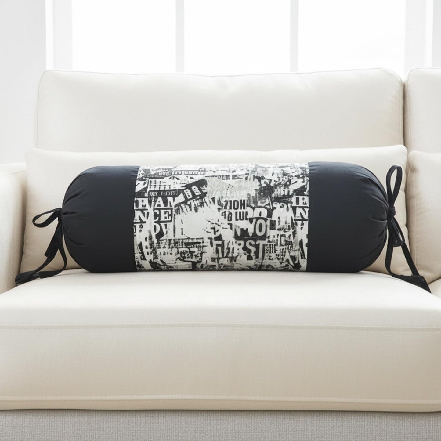Black Printed Bolster Cover