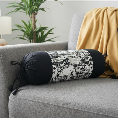 Black Printed Bolster Cover