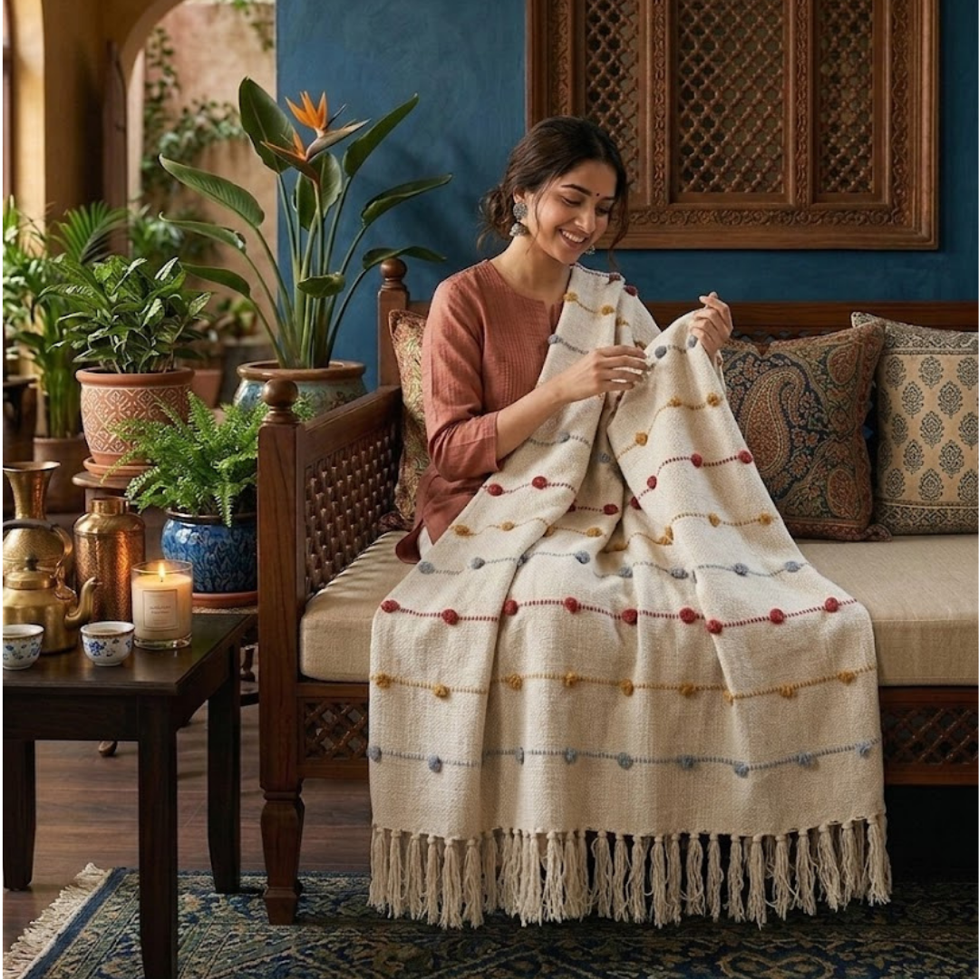 Beige Multi Throw
