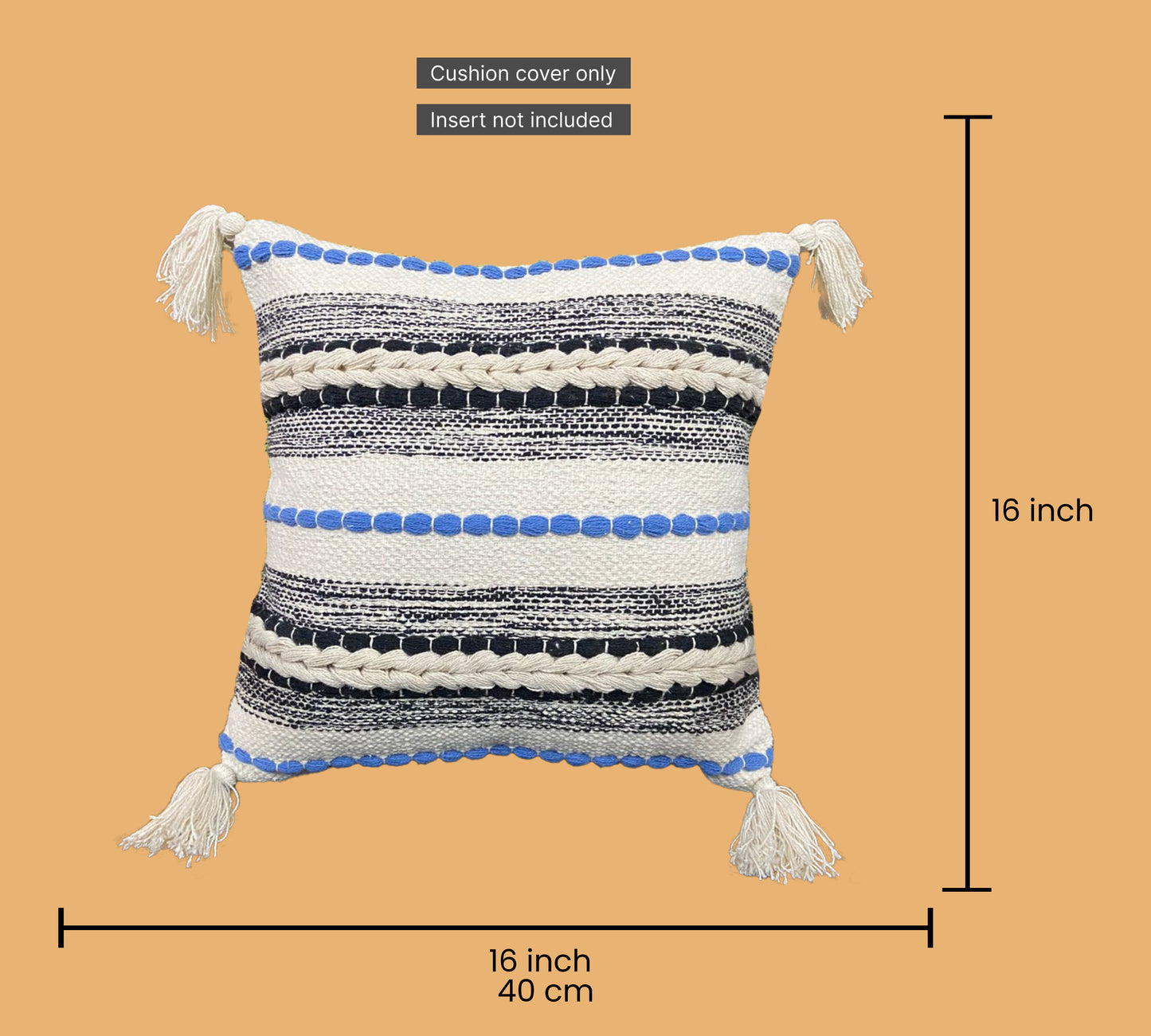 Beige & Blue Cushion Cover 16"x16"