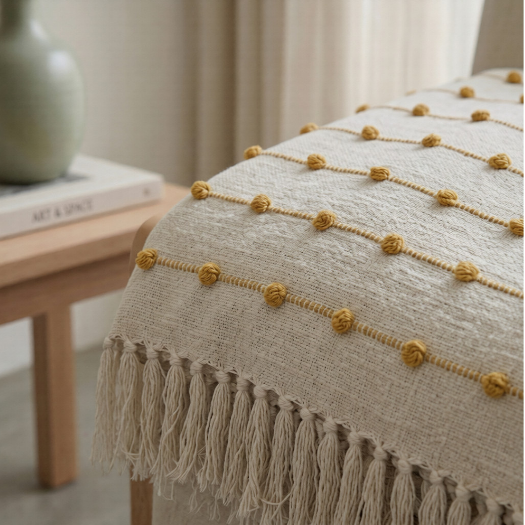 Beige & Yellow Throw
