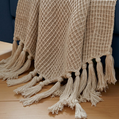 Honeycomb Beige Sofa Throw Blanket