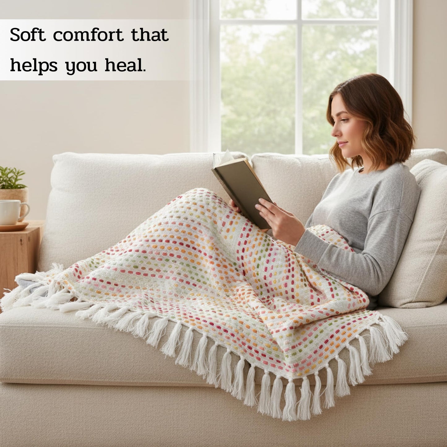 Slub Cotton White Throw