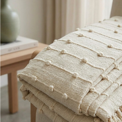 Beige Throw & 2 Cushion Covers