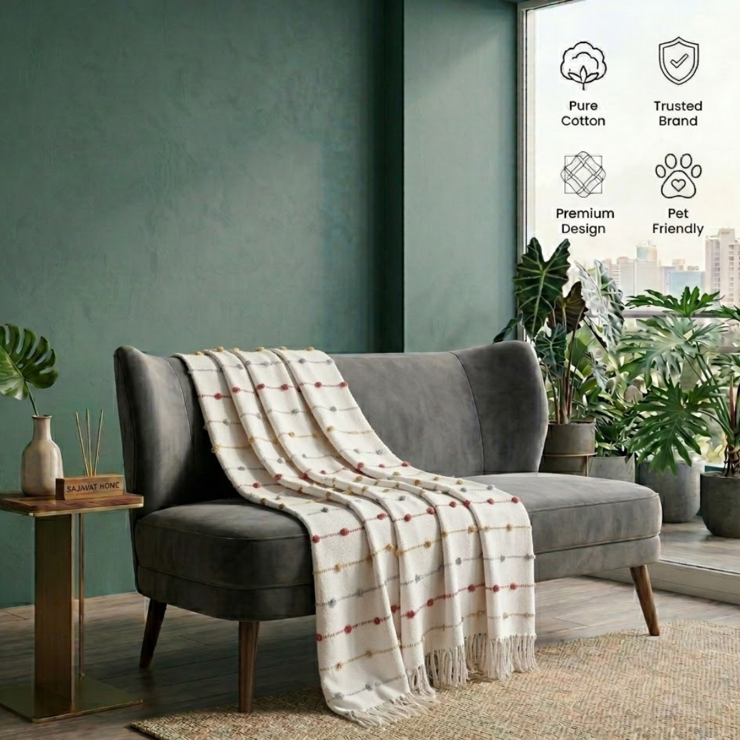 Beige Multi Throw