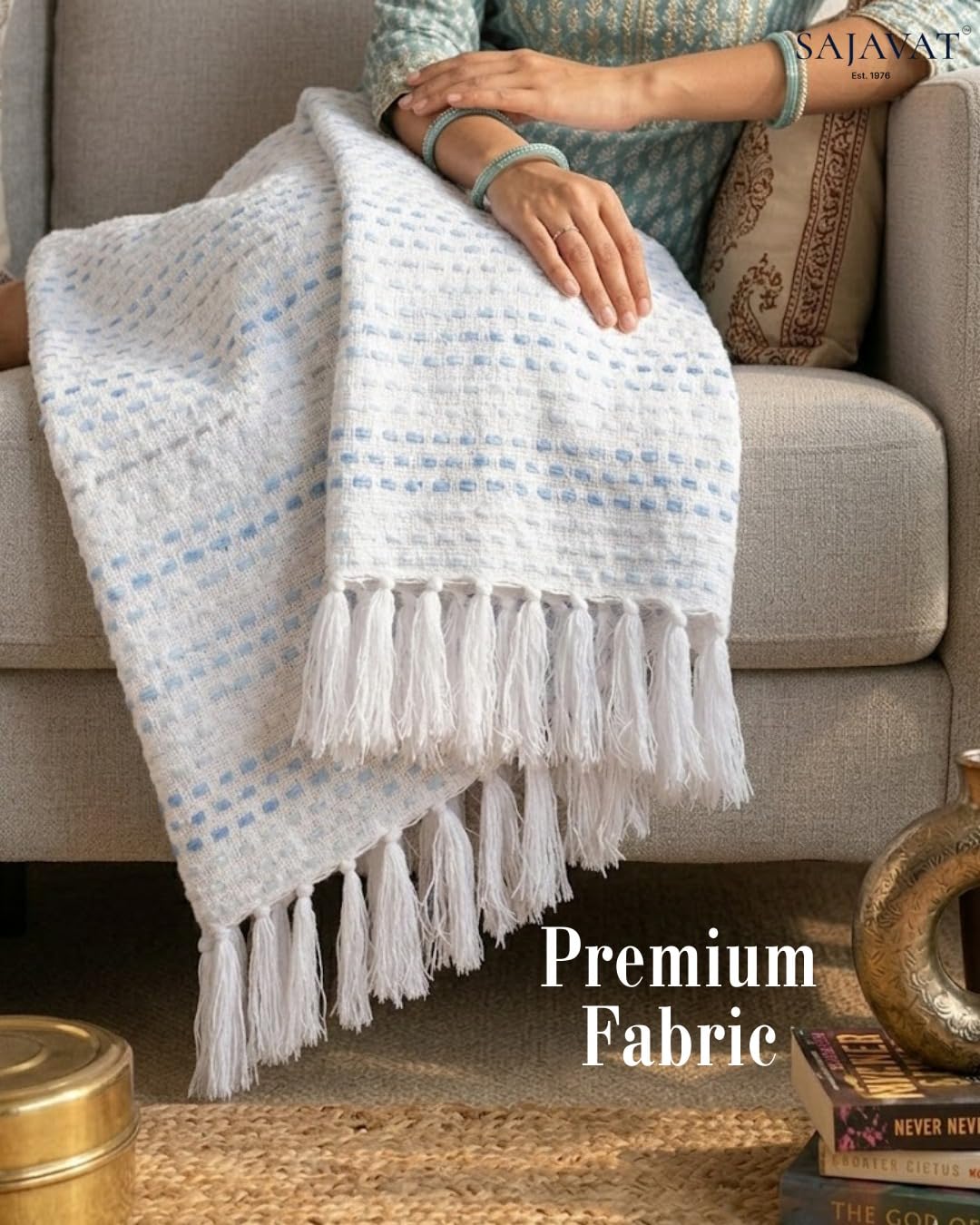 Slub Cotton White Throw