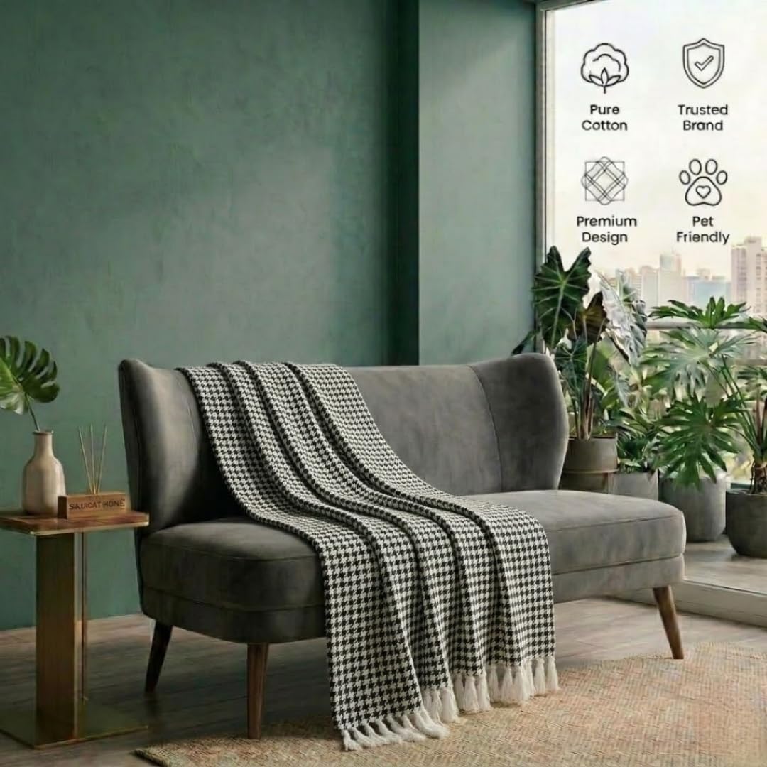 Black & Beige Honeycomb Throw