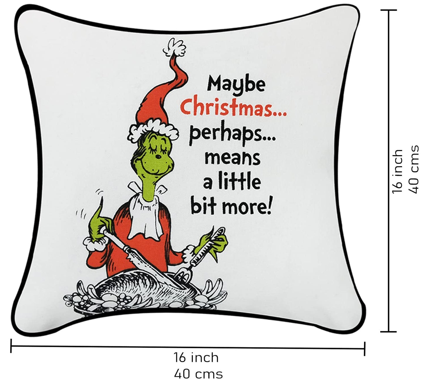 Printed White Cushion Cover 16"x16" (Pack of 2)