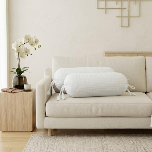 White Bolster Cover Set Of 2