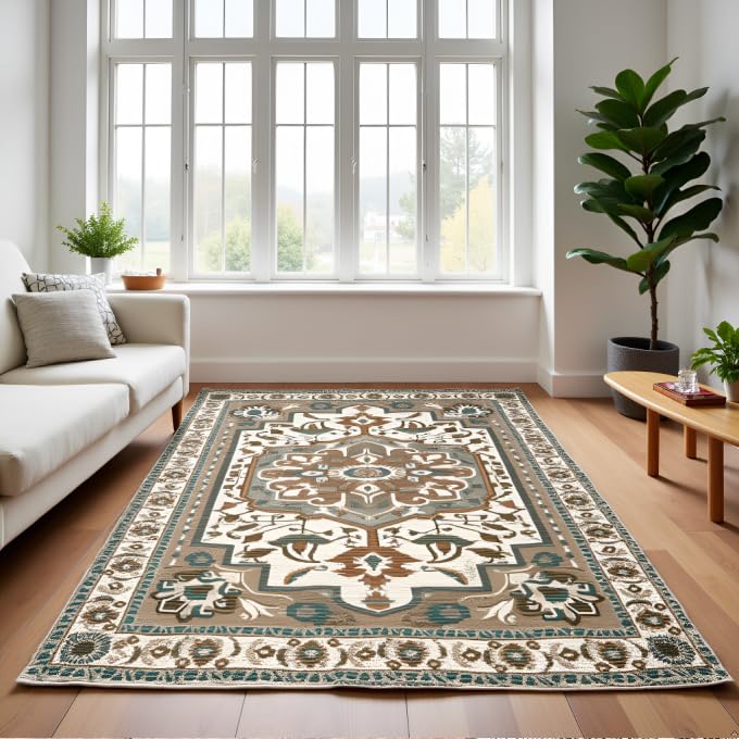 Pure Cotton Floor Rug – Green | Hand-Knitted | 4x6 Feet (48x72 Inches)