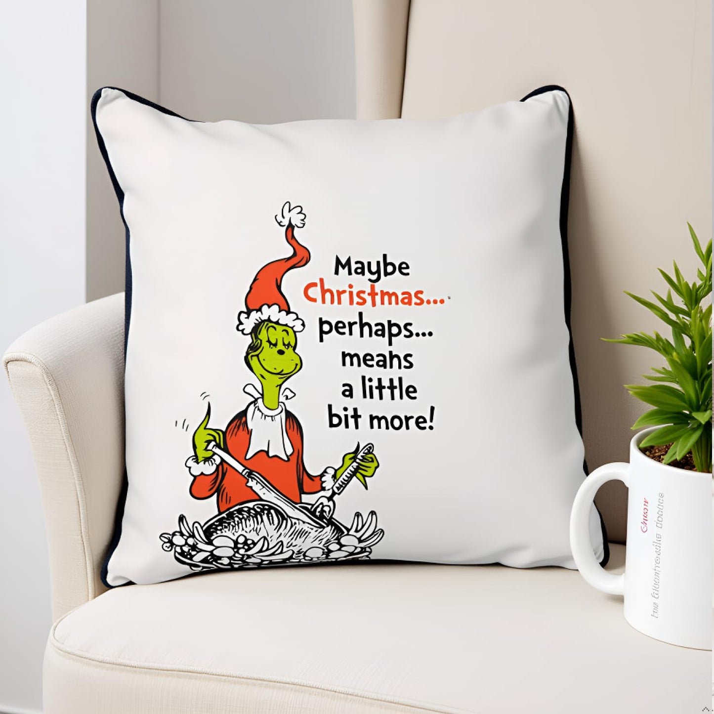 Printed White Cushion Cover 16"x16"