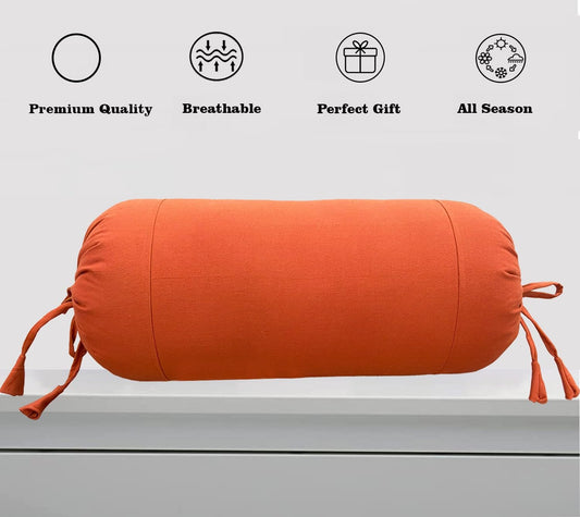 Orange Cotton Bolster Cover