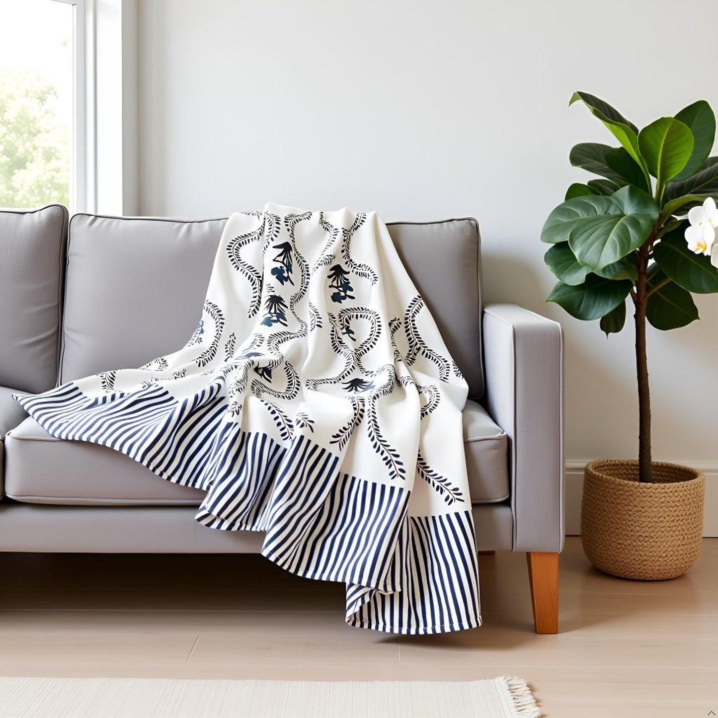 Slub Cotton White Throw
