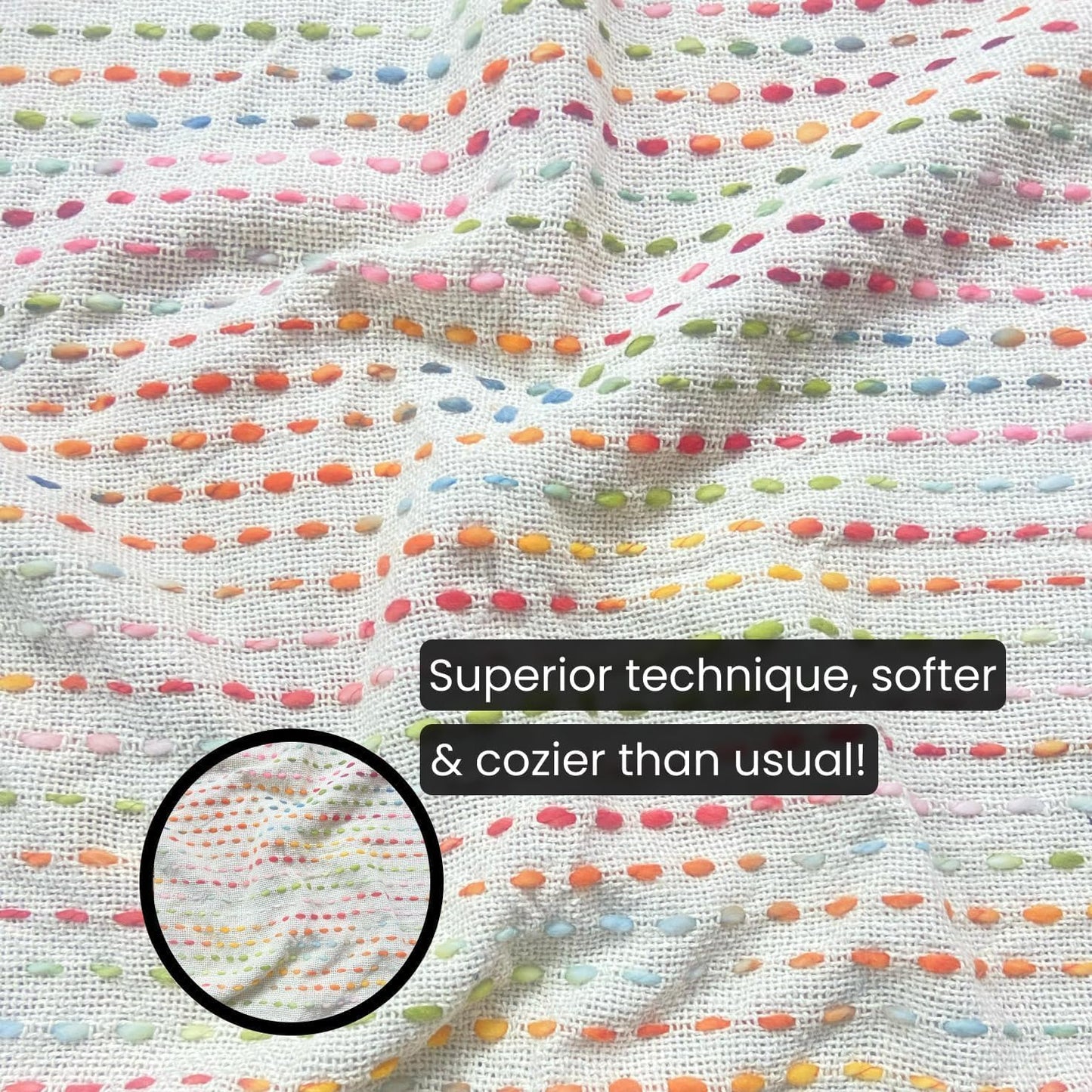 Slub Cotton White Throw