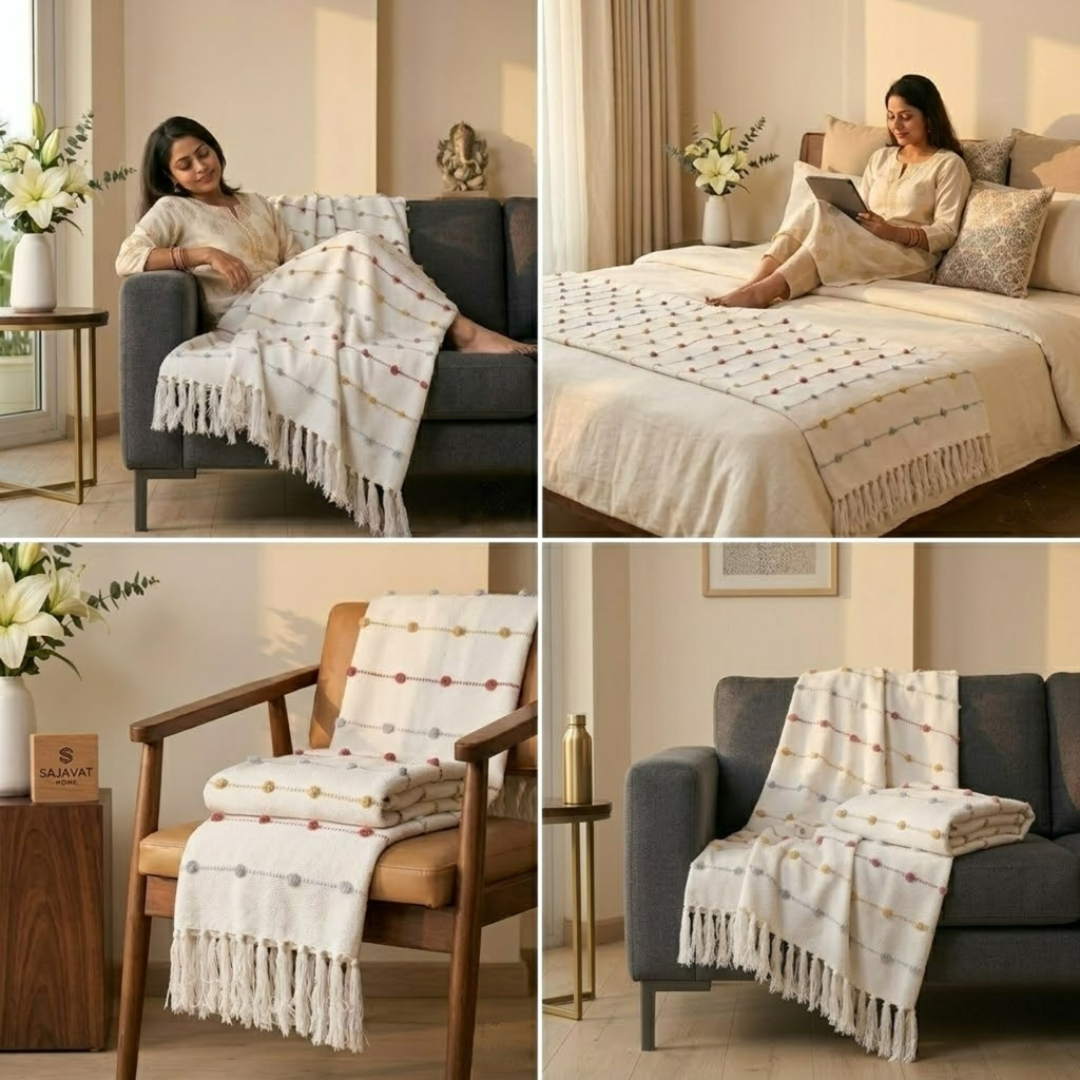 Beige Multi Throw