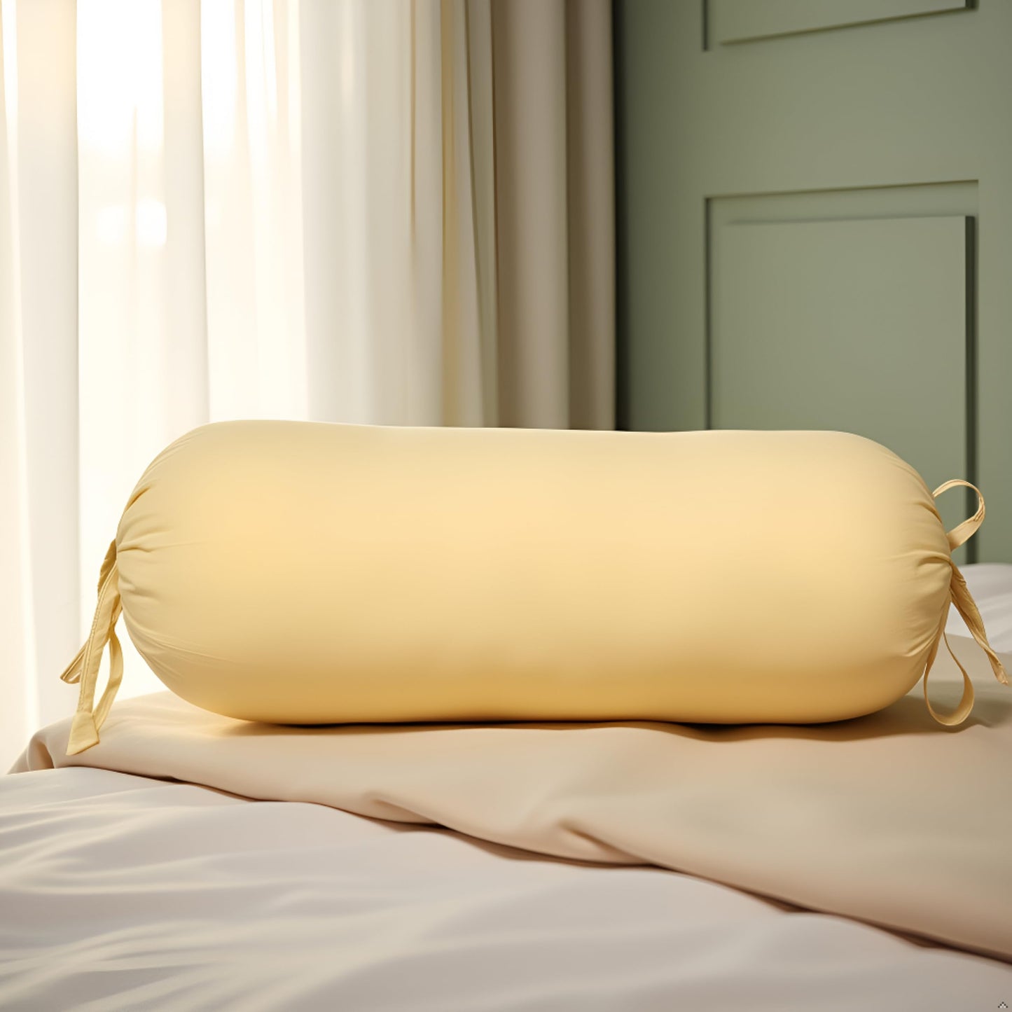 Pure Cotton Yellow Bolster Cover