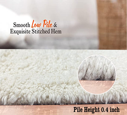 Cream & Brown Cotton Floor Rug