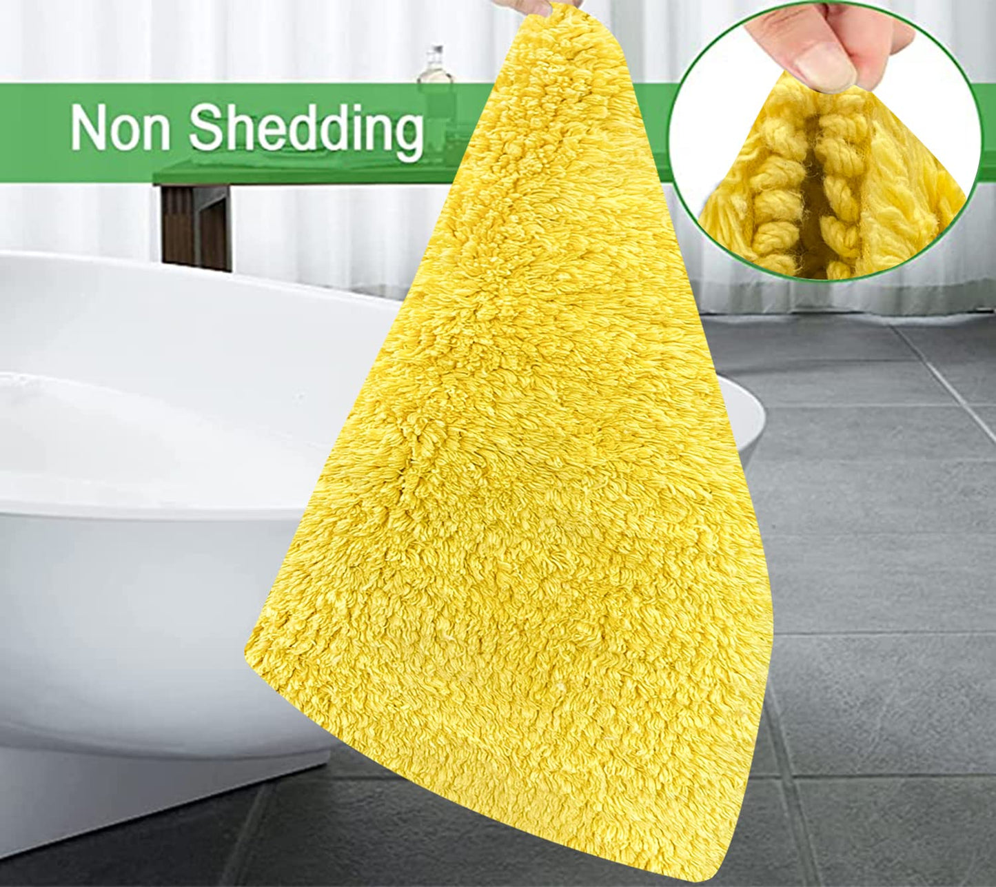 Yellow Cotton Tufted Printed Rug