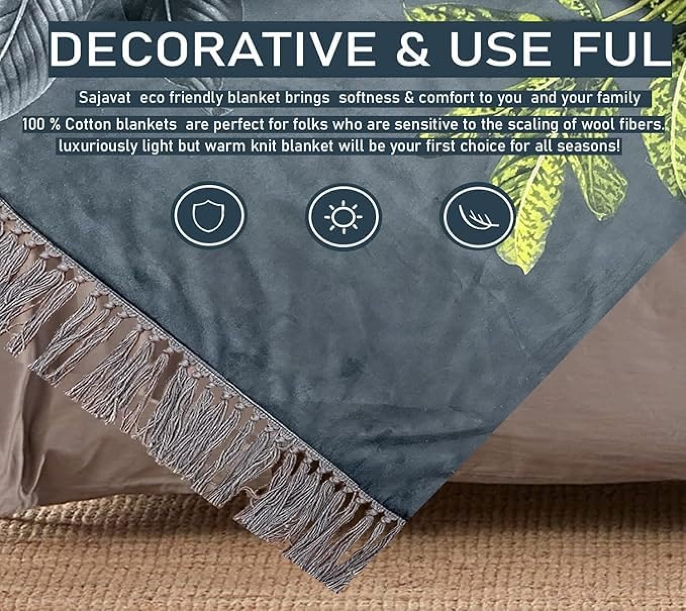 Hand-Knitted All Season Throw Blanket – Velvet | Steel Grey | 70x50 Inches