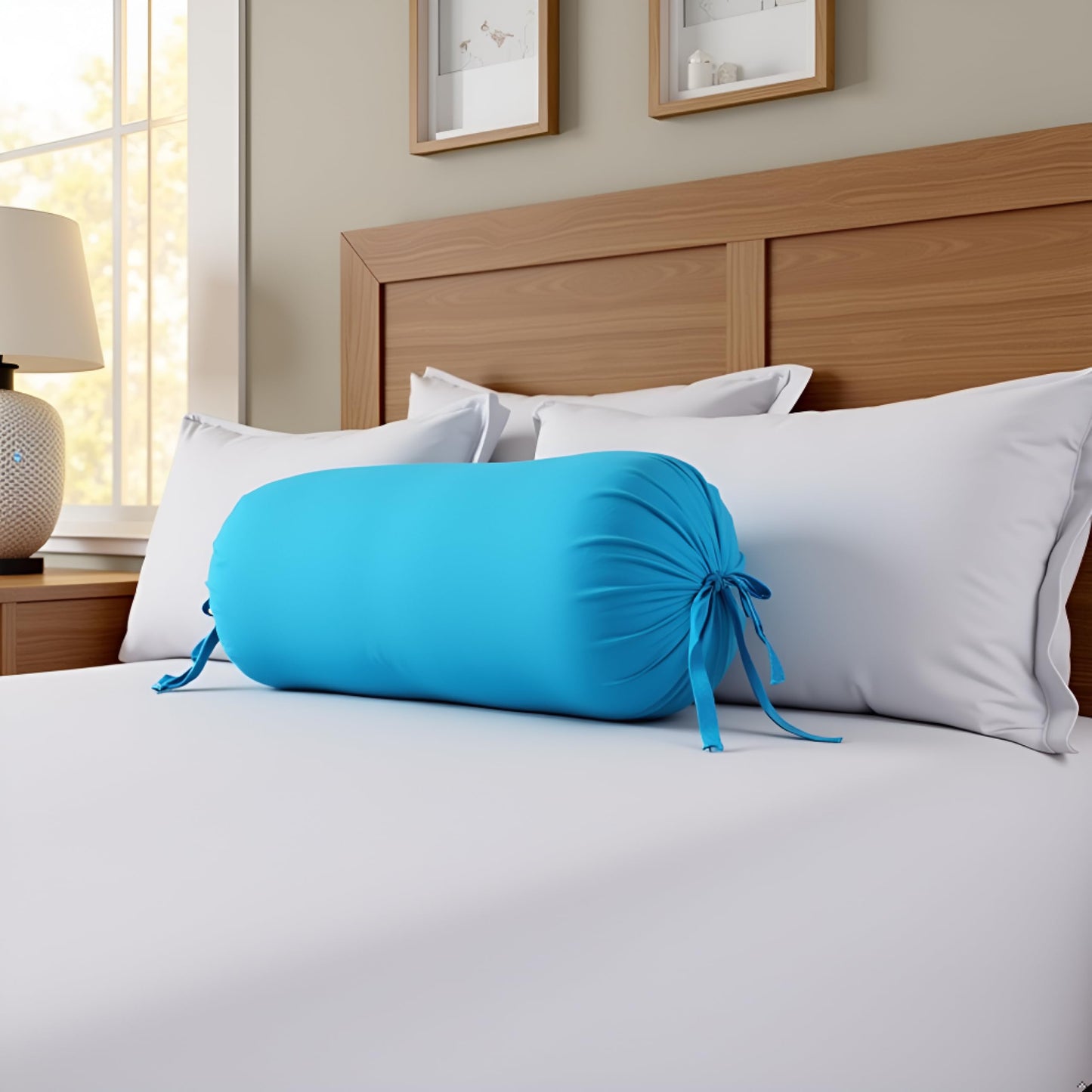 Sky Blue Cotton Bolster Cover