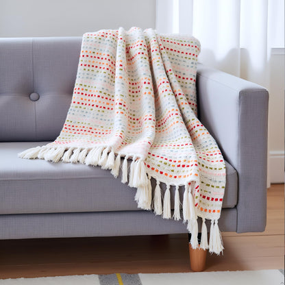 Pure Cotton Blue Multi Throw & Multi Cushion Cover