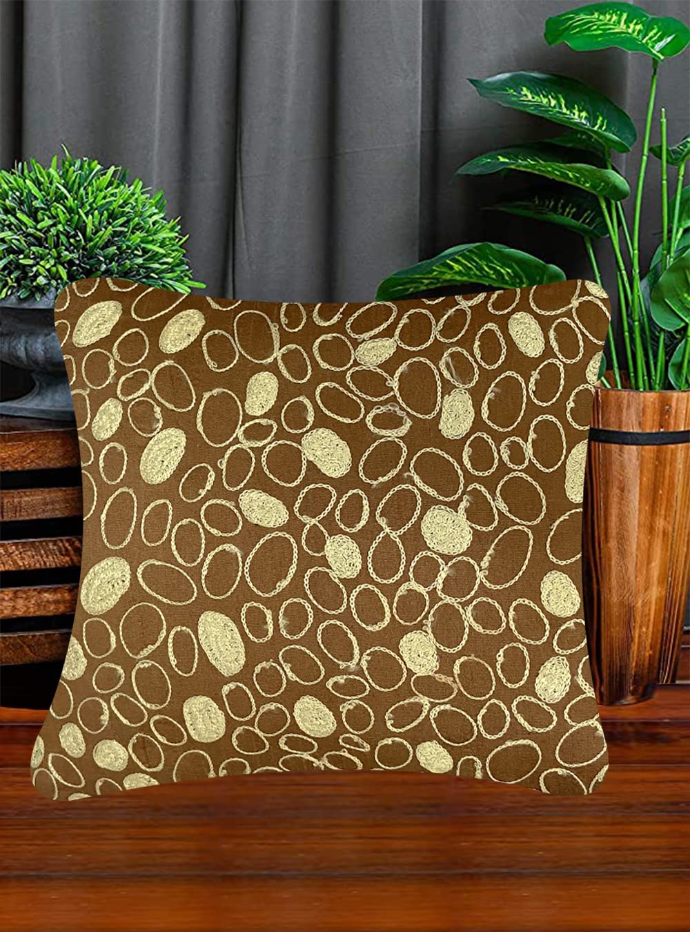 Brown & Gold Cushion Cover 18"x18"