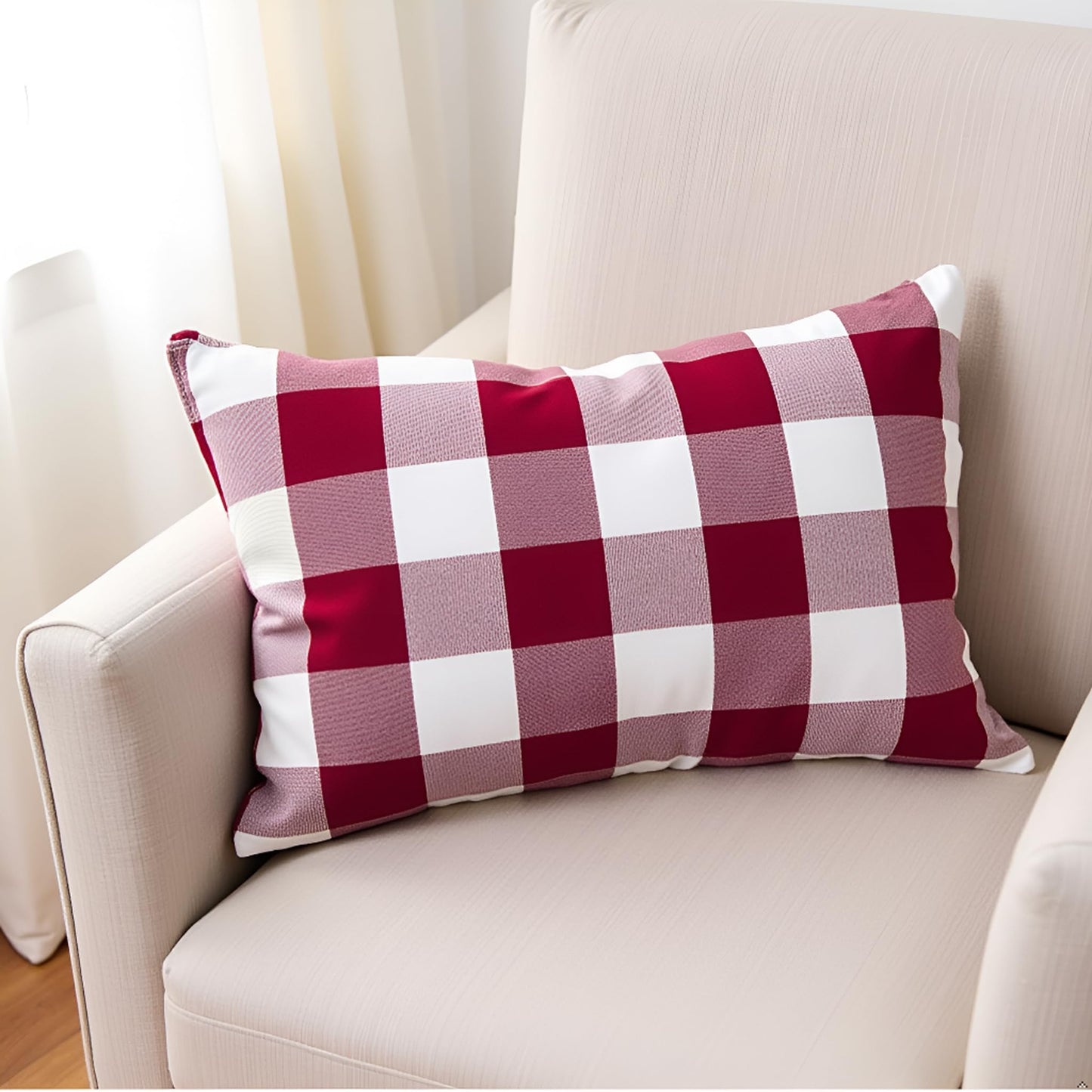 Red & White Cushion Cover 12"x18"