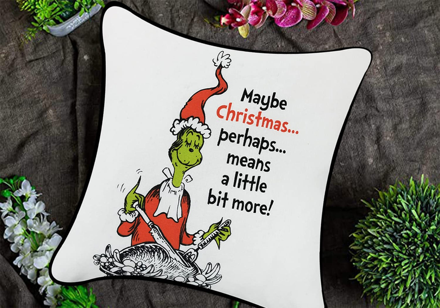 Printed White Cushion Cover 16"x16" (Pack of 2)