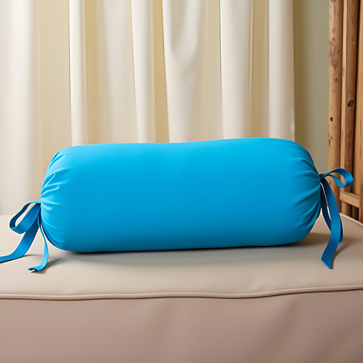 Pure Cotton Sky Blue Bolster Cover with Filler